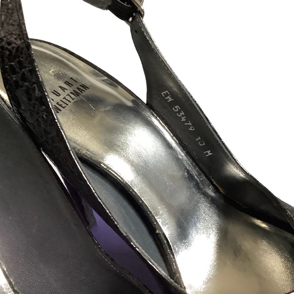 Stuart Weizman Crocodile Print Strappy Heels Peep Toe - Picture 3 of 8